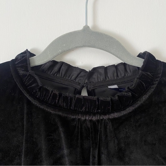 French Connection Sula Black Velvet Ruffle Long Sleeve Mini Sheath Dress NWT M - Picture 6 of 10